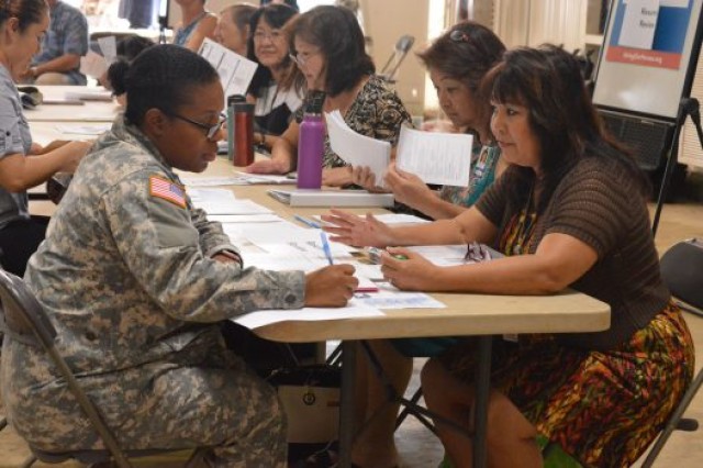 Army Spc. Letecia Adams receives resume help