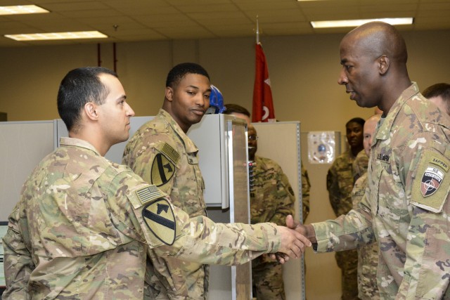 NATO's Resolute Support, USFOR-A senior enlisted leader visits 1CD RSSB