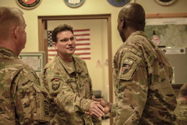 NATO's Resolute Support, USFOR-A senior enlisted leader visits 1CD RSSB