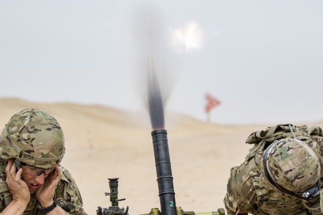 US Infantry Soldiers Assault Through the Desert: Live Fire Exercise