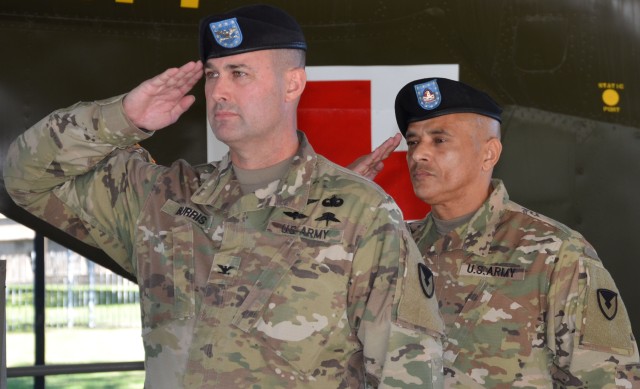 410th CSB cases its colors in preparation for deployment
