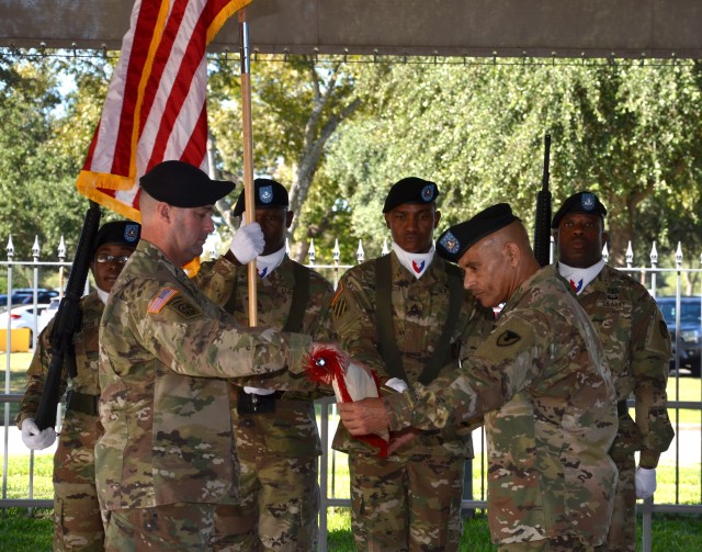 410th CSB cases its colors in preparation for deployment