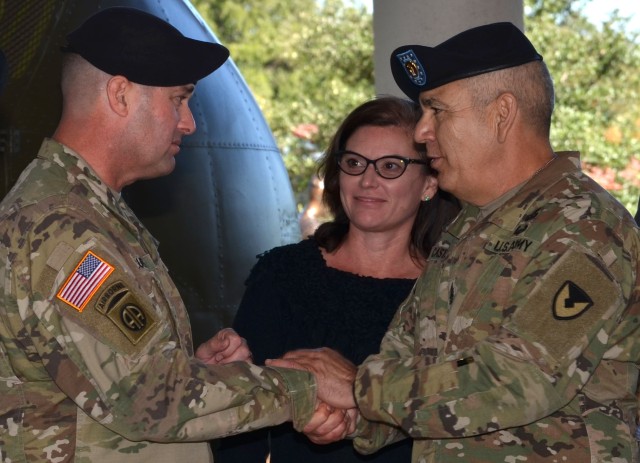 410th CSB cases its colors in preparation for deployment