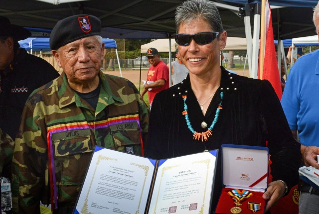 Native American receives medal for father's service in Korea