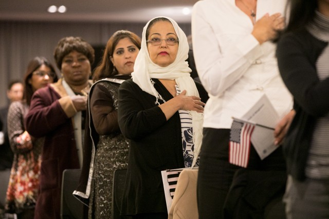 Strength of American evident in faces of new citizens, Army secretary says