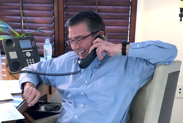 Defense Secretary Ash Carter calling U.S. service members