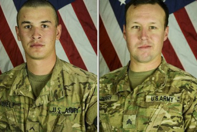 Pfc. Tyler R. Iubelt, 20 (left), Sgt. John Perry, 30 (right).