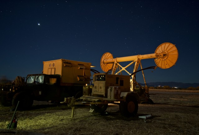 Troposcatter system under the stars in the desert of Arizona