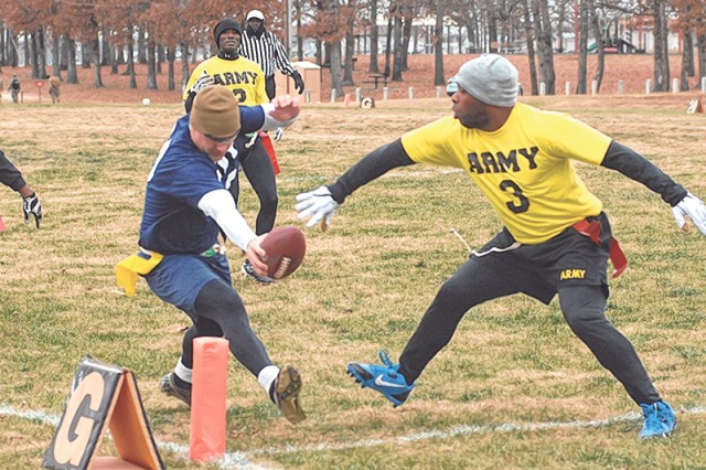 Sailors, Marines earn first-ever victory over Soldiers in FLW flag-football series