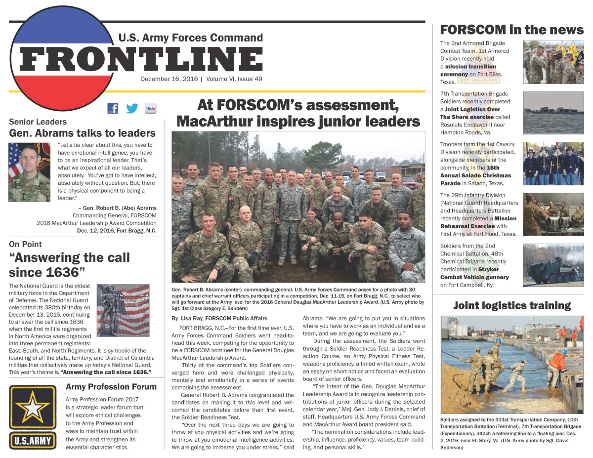 FORSCOM Frontline - Dec. 7, 2018, Article