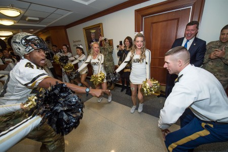 Sgt. Maj. of the Army Daniel A. Dailey emerged from his office at the Pentagon to give his support for the Army-Navy Game, Dec. 9, 2016.