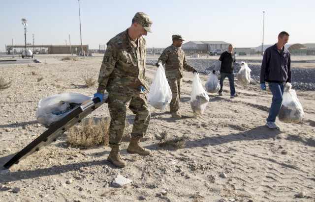 Deployed Soldiers Clean up Camp