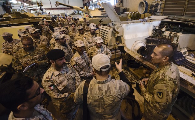 Army Field Support Battalion hosts Kuwait Army logistics professionals for APS-5 tour, tactical logistics engagement