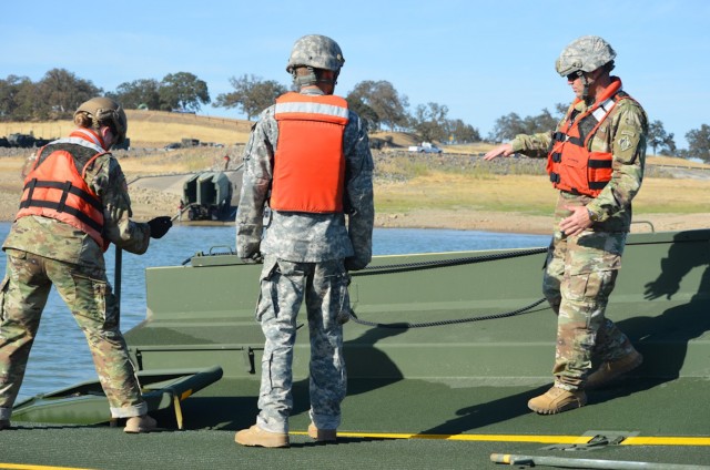 California National Guard bridges over Black Butte Lake waters