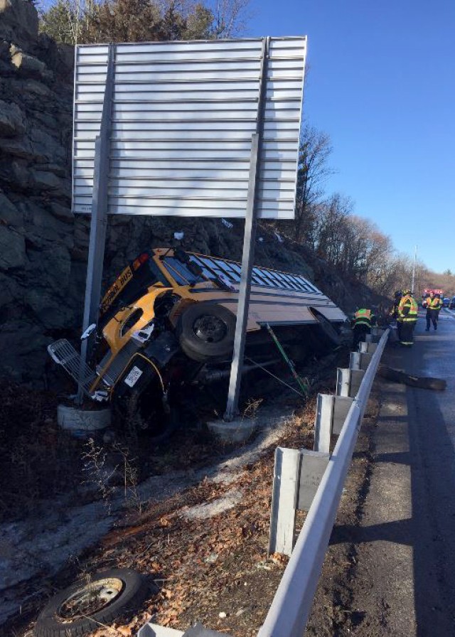 Massachusetts National Guardsman aids at school bus crash