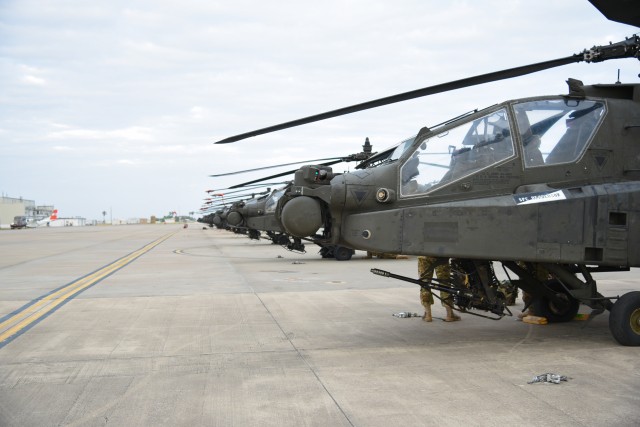 AH-64 Apaches with 1-501st Await Departure from CCAD