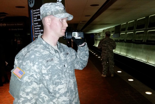 Guard Soldiers help keep the peace during inauguration