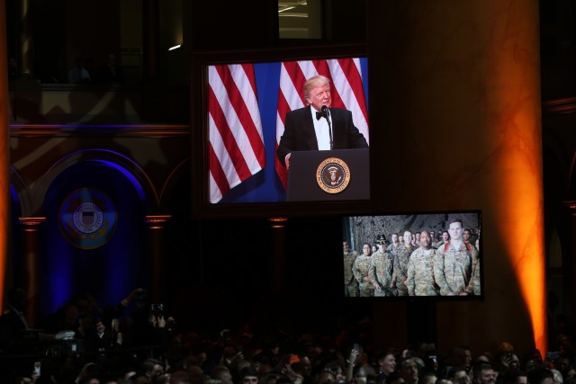 President Trump honors service members at military ball