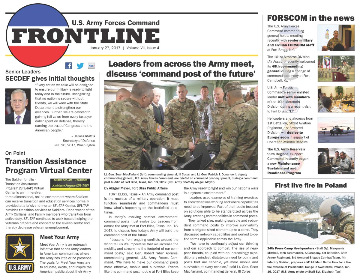 FORSCOM Frontline - Jan. 27, 2017 | Article | The United States Army