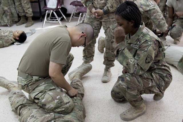 Service members at Camp Arifjan get training to save lives