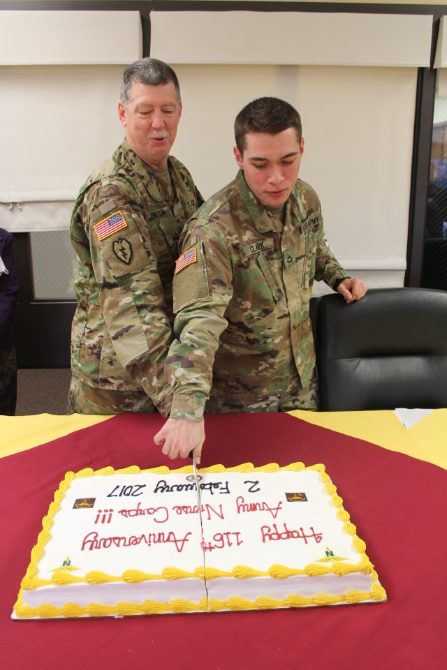 Cake Cutting recognizes the U.S. Army Nurse Corps Anniversary - KACH