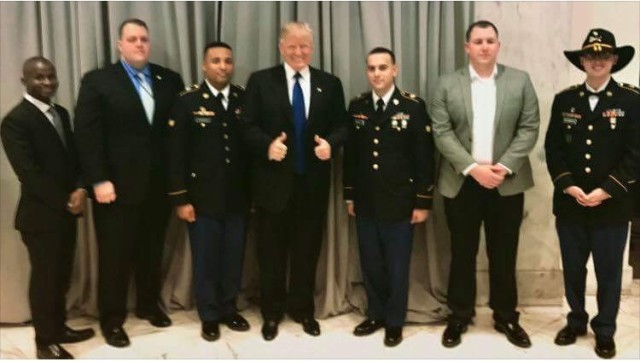 Infantryman surprised in meeting newly elected President at inaugural dinner
