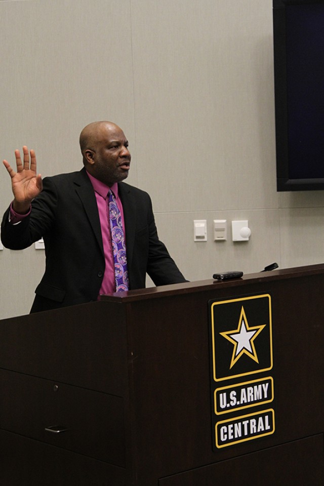 Speaker gives US Army Central 'greatest hits' version of African Americans' journey in education