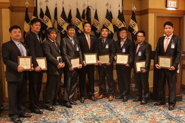 Members of the Korean Service Corps are acknowledged for their hard work and accomplishments at the 2017 Annual Appreciation Dinner at Yongsan, Feb. 10. 