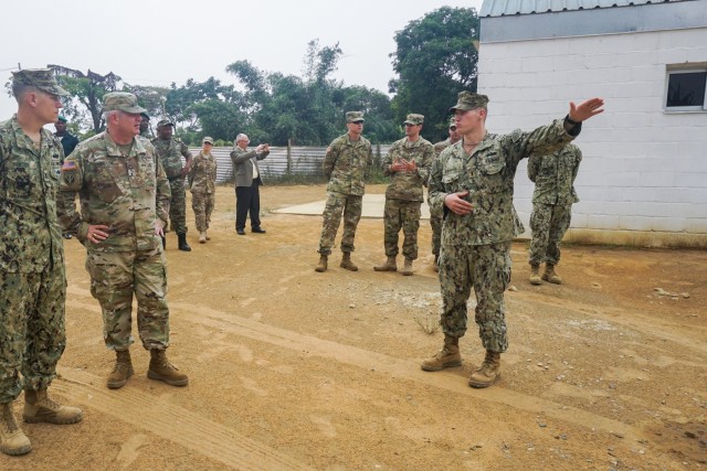 USARAF general visits Seabees building foundation in Cameroon