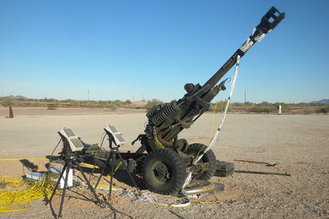 The M119 105mm howitzer, outfitted with the LBOP muzzle brake,