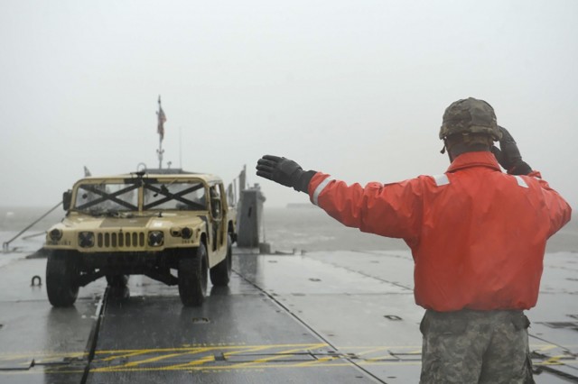 Soldiers conduct sling-load exercise off causeway