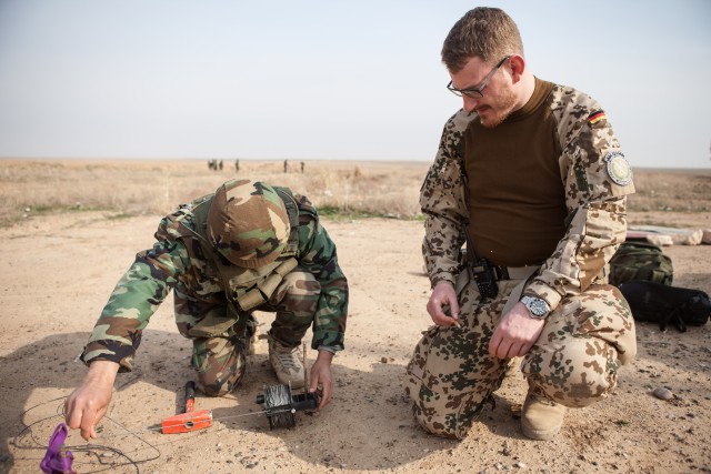 German trainer observes training in explosive ordnance disposal and counter IED