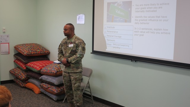 Sgt. 1st Class Larry Bess Gives an MRT Lecture on Values