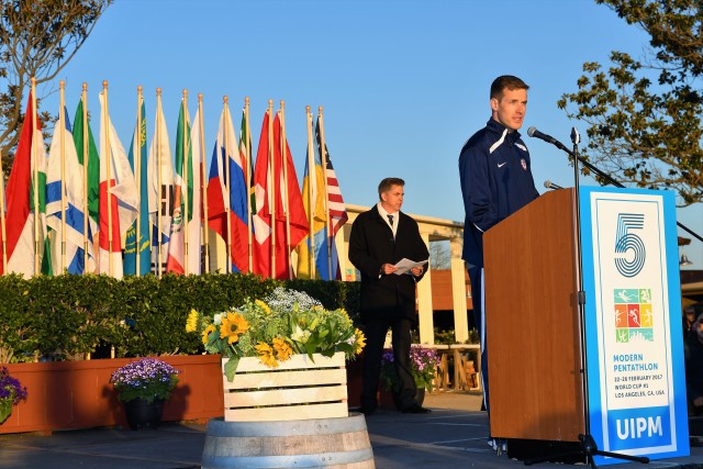 Sgt. Schrimsher delivers athletes' oath for Modern Pentathlon World Cup1