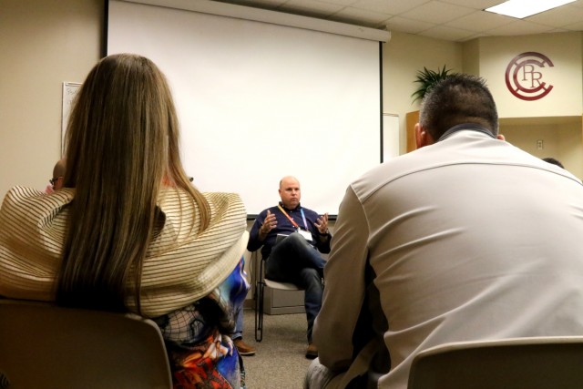 Chaplain Morris in a group session