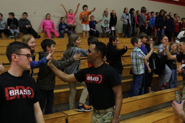 'Big Red One' Brass Band perform during Music In Our Schools month