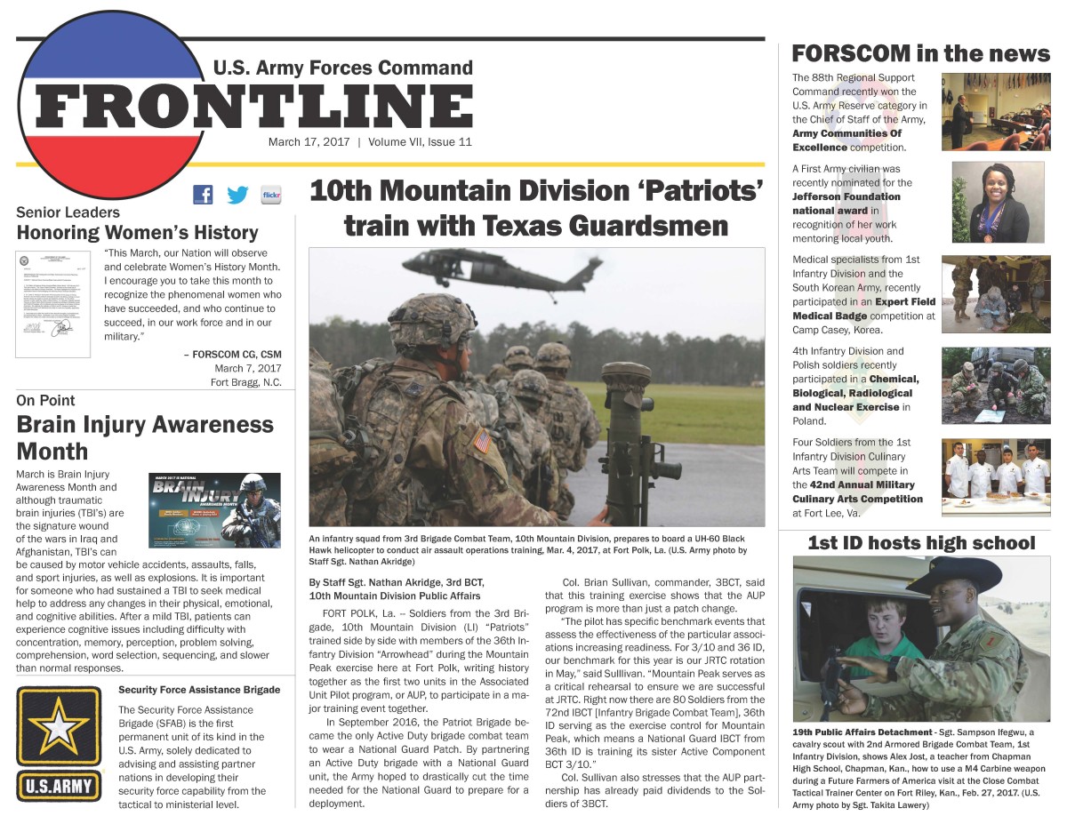 FORSCOM Frontline - March 17, 2017 | Article | The United States Army