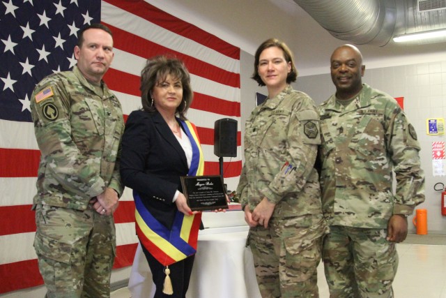Romanian mayor delivers Women's History Month speech at MK Air Base 