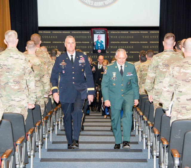 Maj. Gen. Rapp and Gen. Mejia depart Bliss Hall