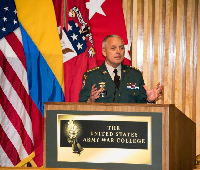 Gen. Alberto Mejia speaks to the class of 2017