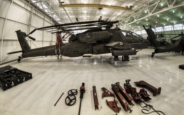 Soldiers conduct new Apache blade folding kit training