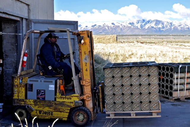 TEAD employee pulls munitions from storage