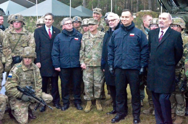 Battle Group Poland is hailed in Orzysz, Poland