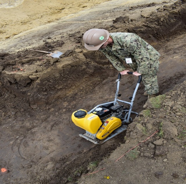 Soldiers constructing engineer projects at the Joint National Training Center in Cincu