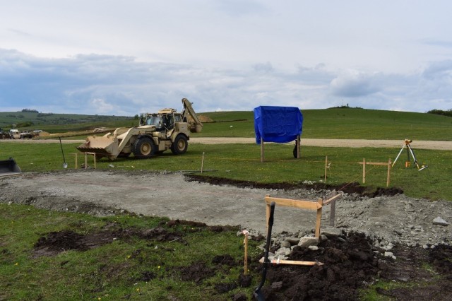 Soldiers constructing engineer projects at the Joint National Training Center in Cincu