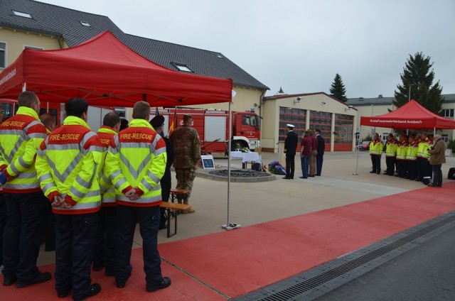 Ceremony at fire station