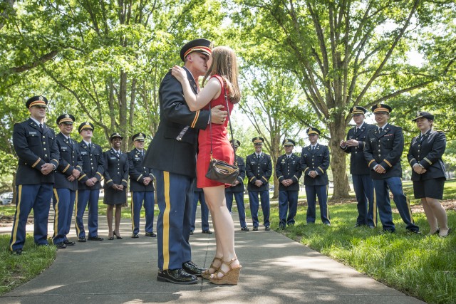 An Army officer's first big kiss