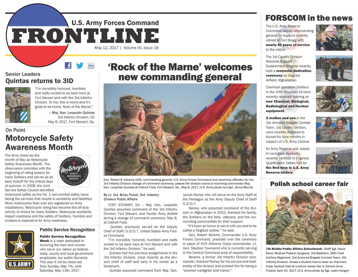 FORSCOM Frontline - May 12, 2017 | Article | The United States Army