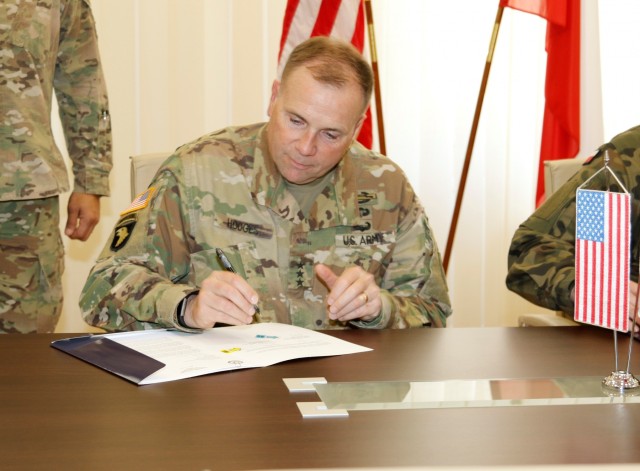 LTG Hodges visits new MCE headquarters, signs PAF NCO Corps assessment