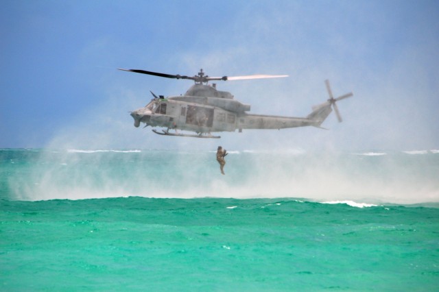 Soldiers, Marines conduct helocast operations off Hawaiian coast